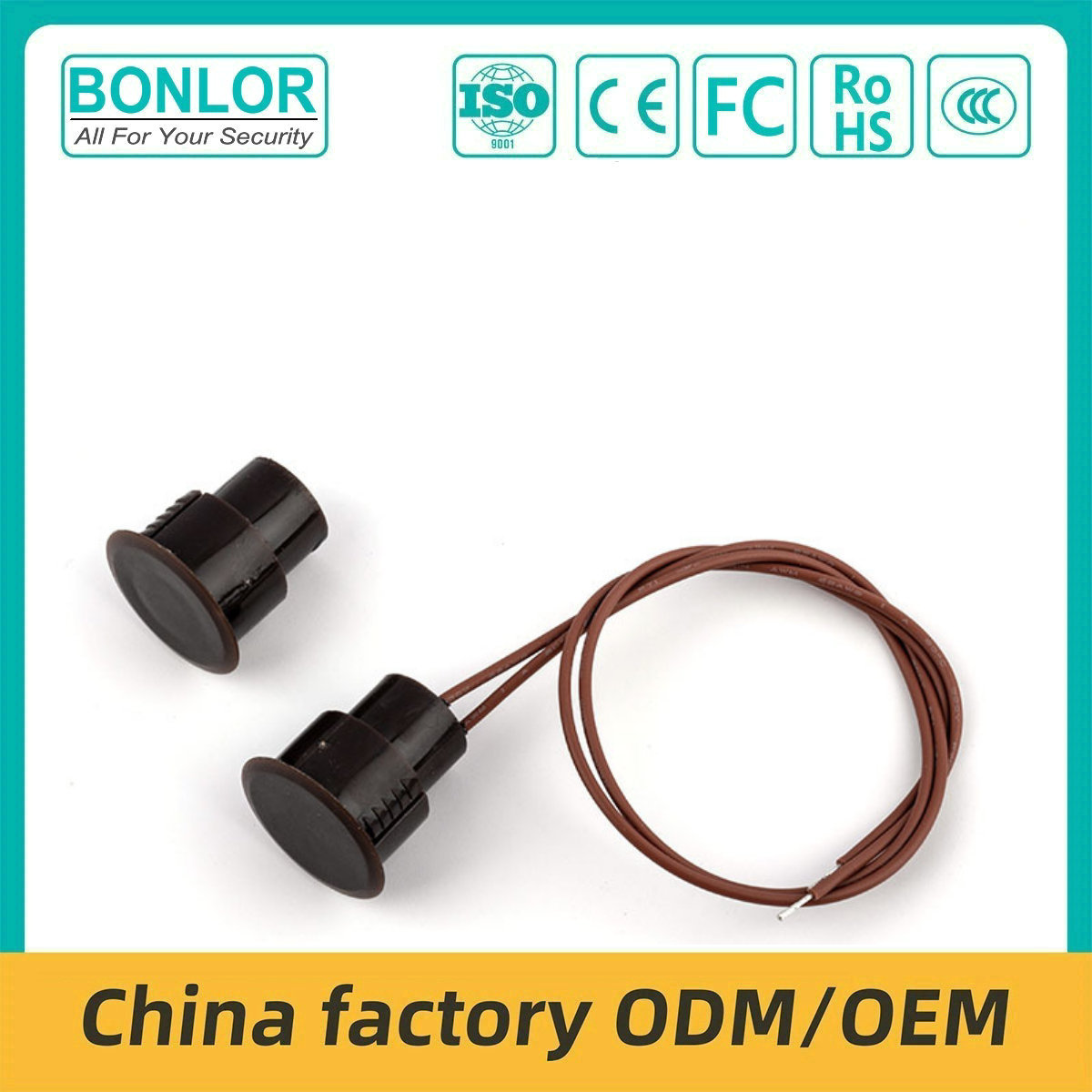 BR-36 Recessed Mount White/brown Color Normally Open/Closed Magnetic Contacts Sensor With Large Sensing Gap for Metal Door