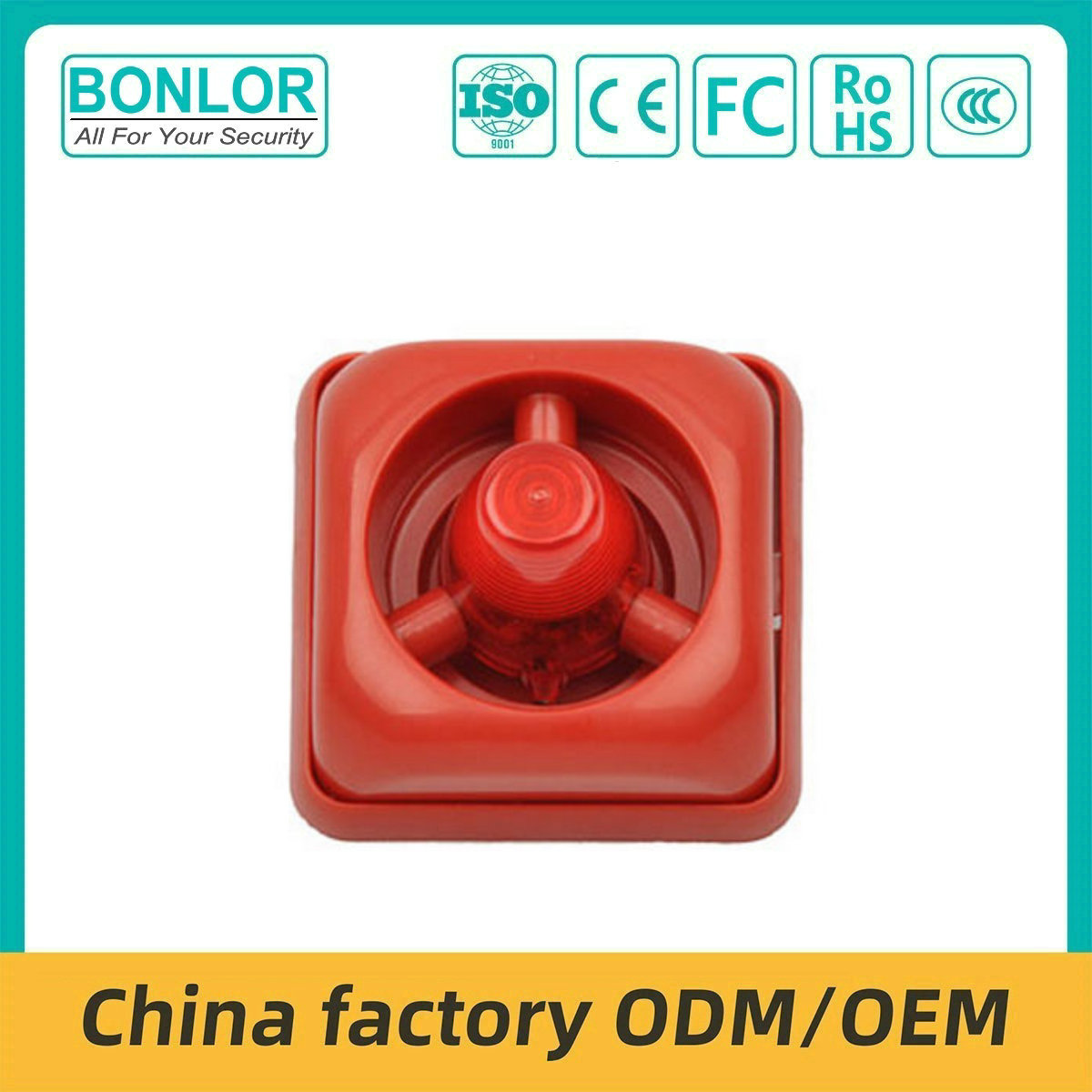 SF-112 Fire Strobe Sounder Alarm Piezo Siren Red Flashing LED Light Siren Wired 