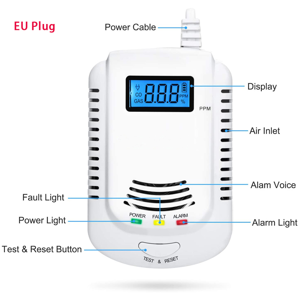 Home Standalone Plug-In Combustible Gas Detector LPG LNG Coal Natural Gas Leak Alarm Sensor Voice Warning Alarm Sensor