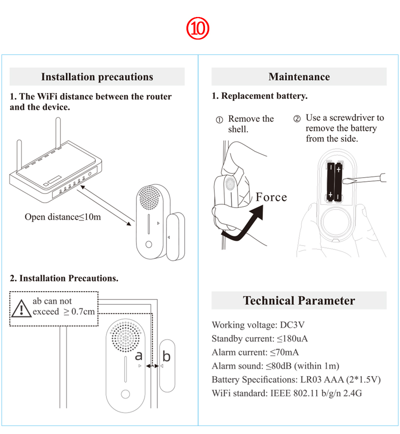 Tuya Smart WiFi GSM Magnetic Door Sensor Alarm/Door Window Entry Alarm Work With Alexa Google Home and IFTTT