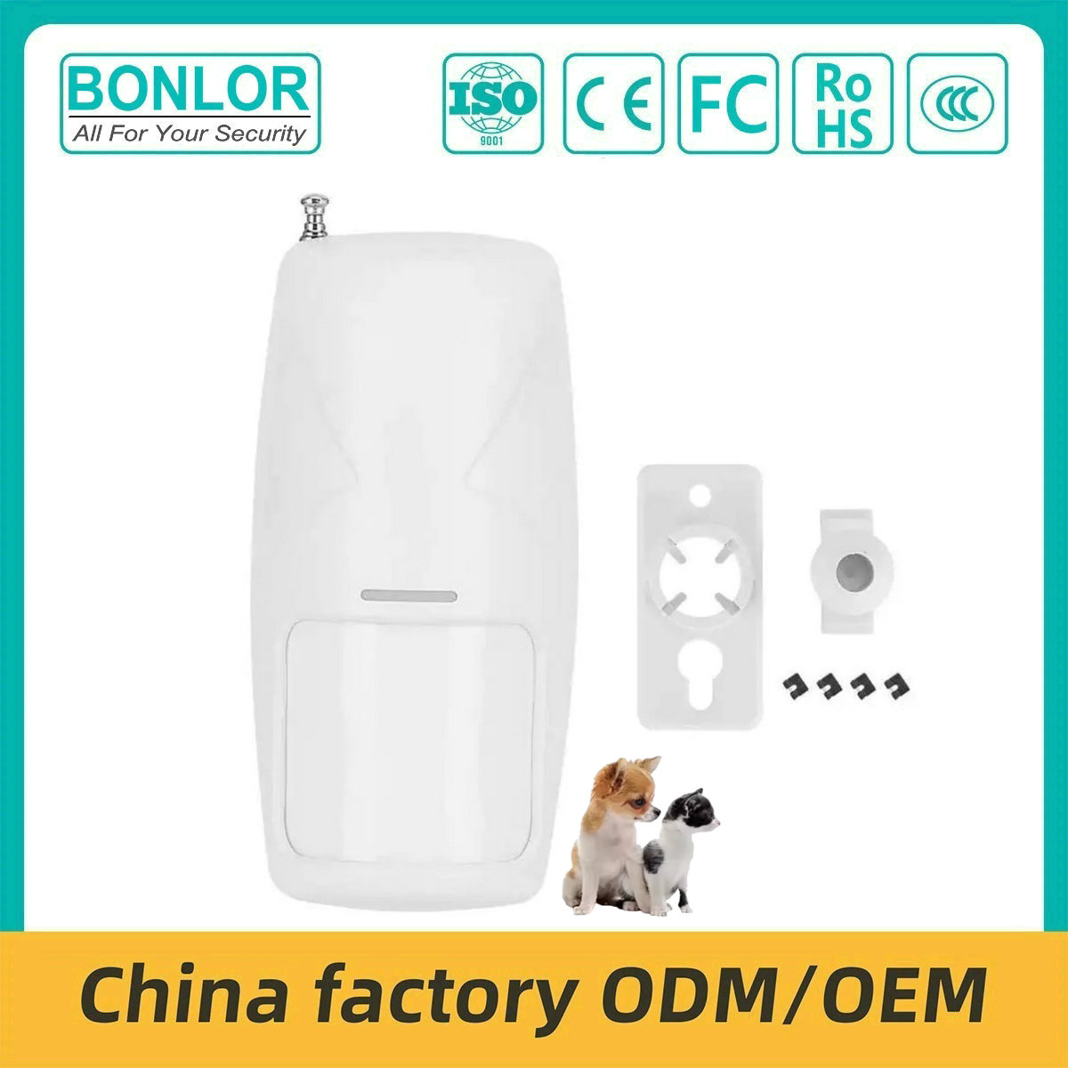 SF-80R Portable Coding EV1527  Wireless Pet Infrared Detector 433MHz PIR Motion Sensor 