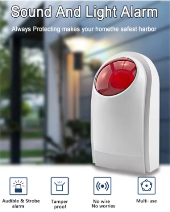 Outdoor Waterproof Wireless Alarm System 120db Hight Decibel Home Alarm System Security Strobe Light Sensor Intelligent Security