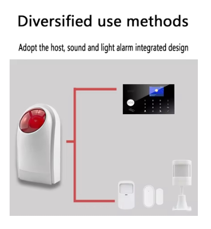 Outdoor Waterproof Wireless Alarm System 120db Hight Decibel Home Alarm System Security Strobe Light Sensor Intelligent Security
