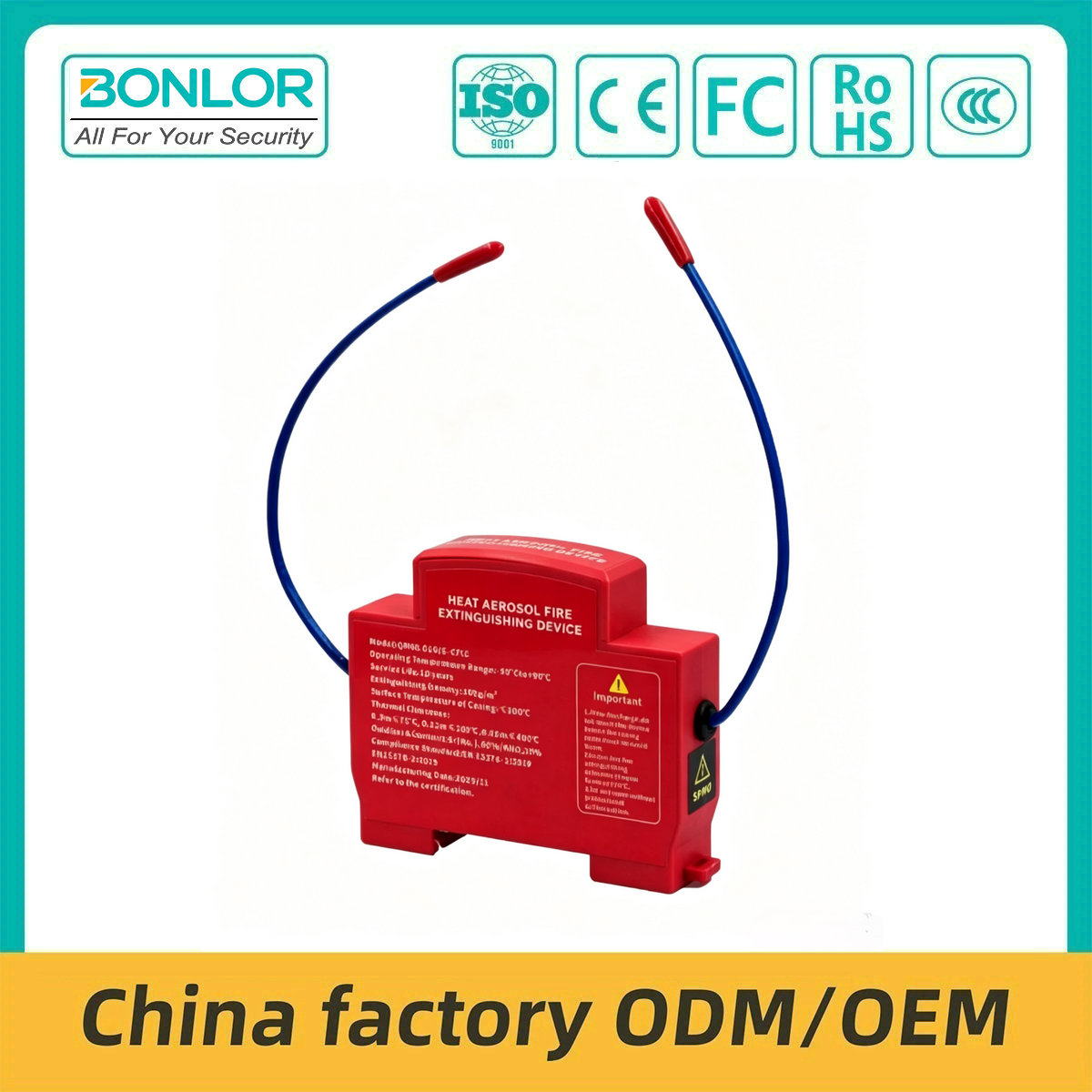 BRR0.01G Automatic Aerosol Fire Extinguisher Patch Aerosol Automatic Fire Suppression Device for Vehicle Electrical Power Distribution