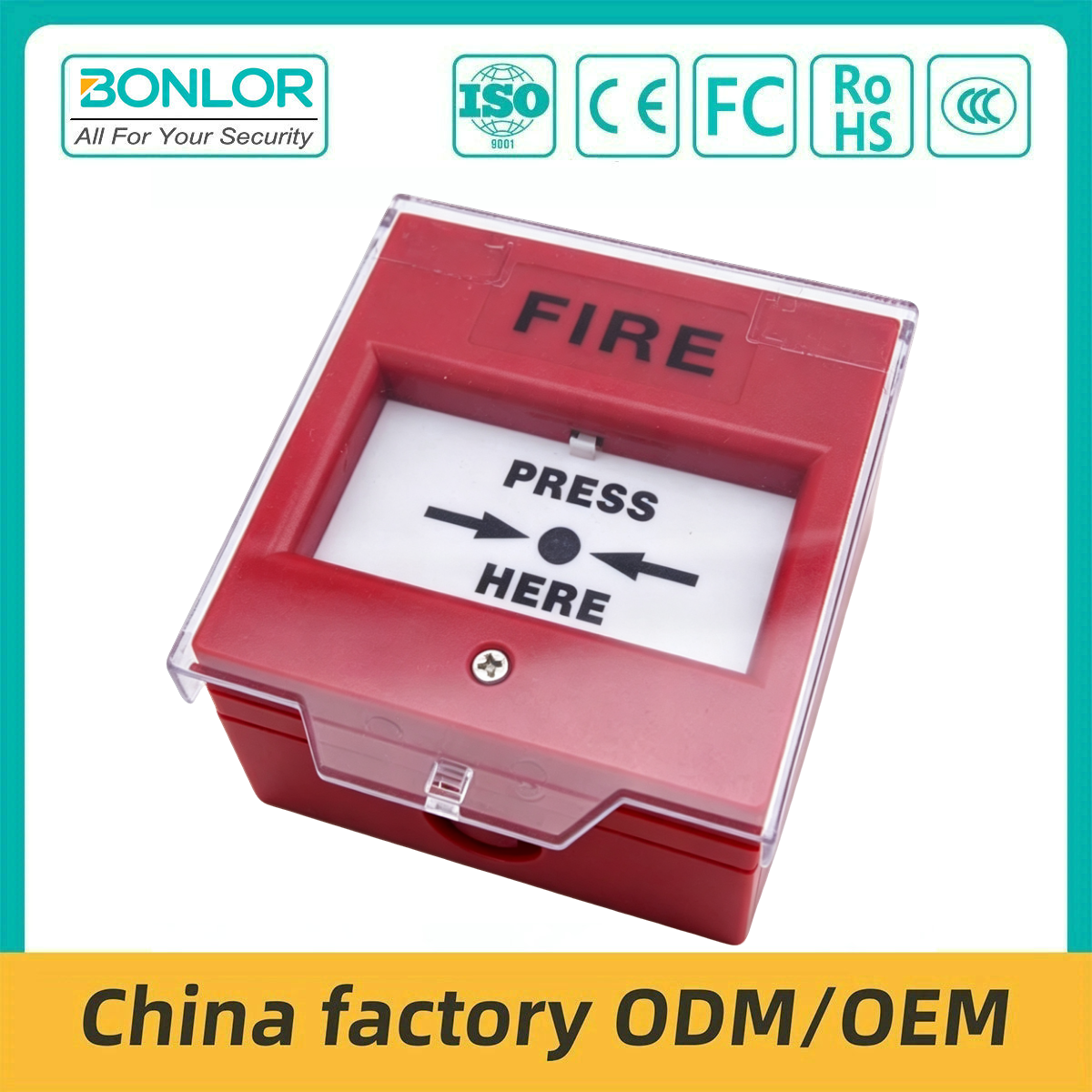 SF-109S Manual Fire Alarm Push Button Red Fire Alarm Break Glass Manual Call Point