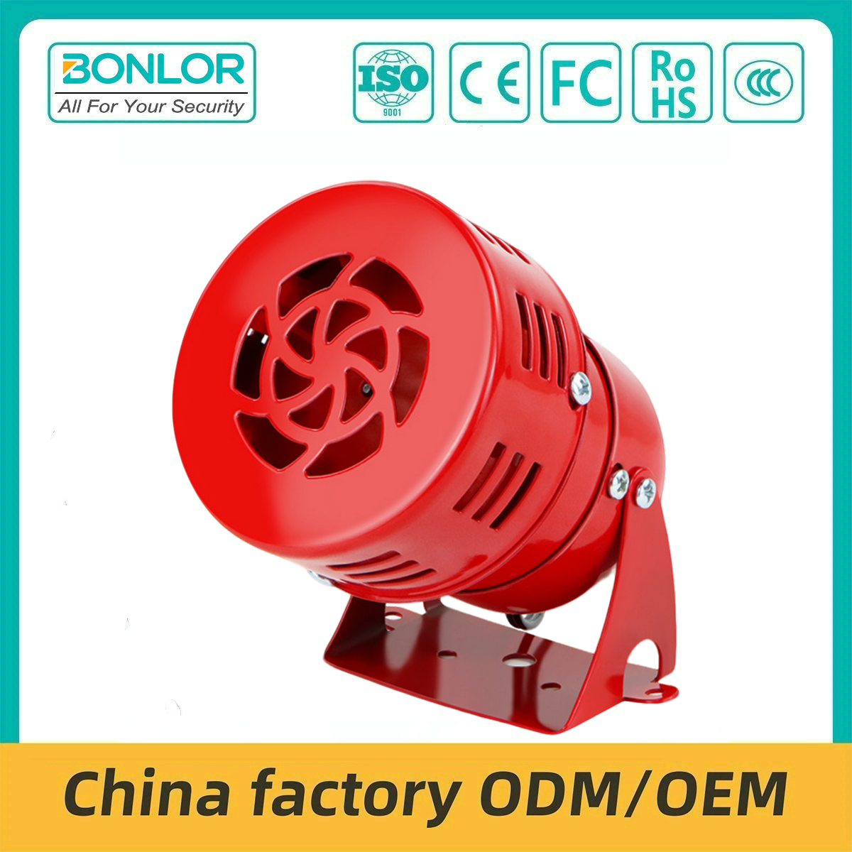 MS190 Industrial Buzzer Horn Alarm12V 24V Ac220V Metal Red High Power Sound Output Wired